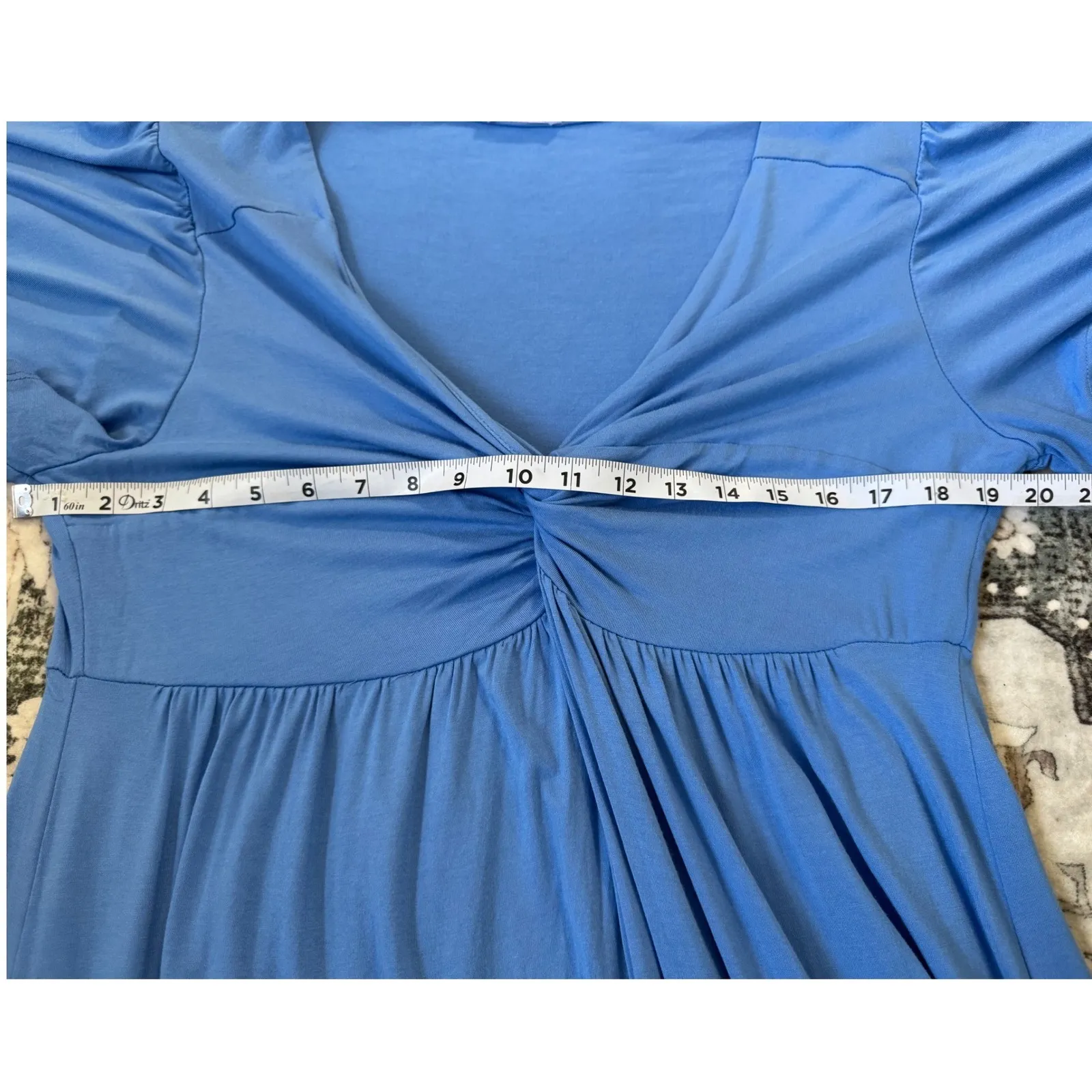 Chic Soul Blue Flutter Sleeve Ruffle Hem Maxi Dress 1X Made in USA - Image 2