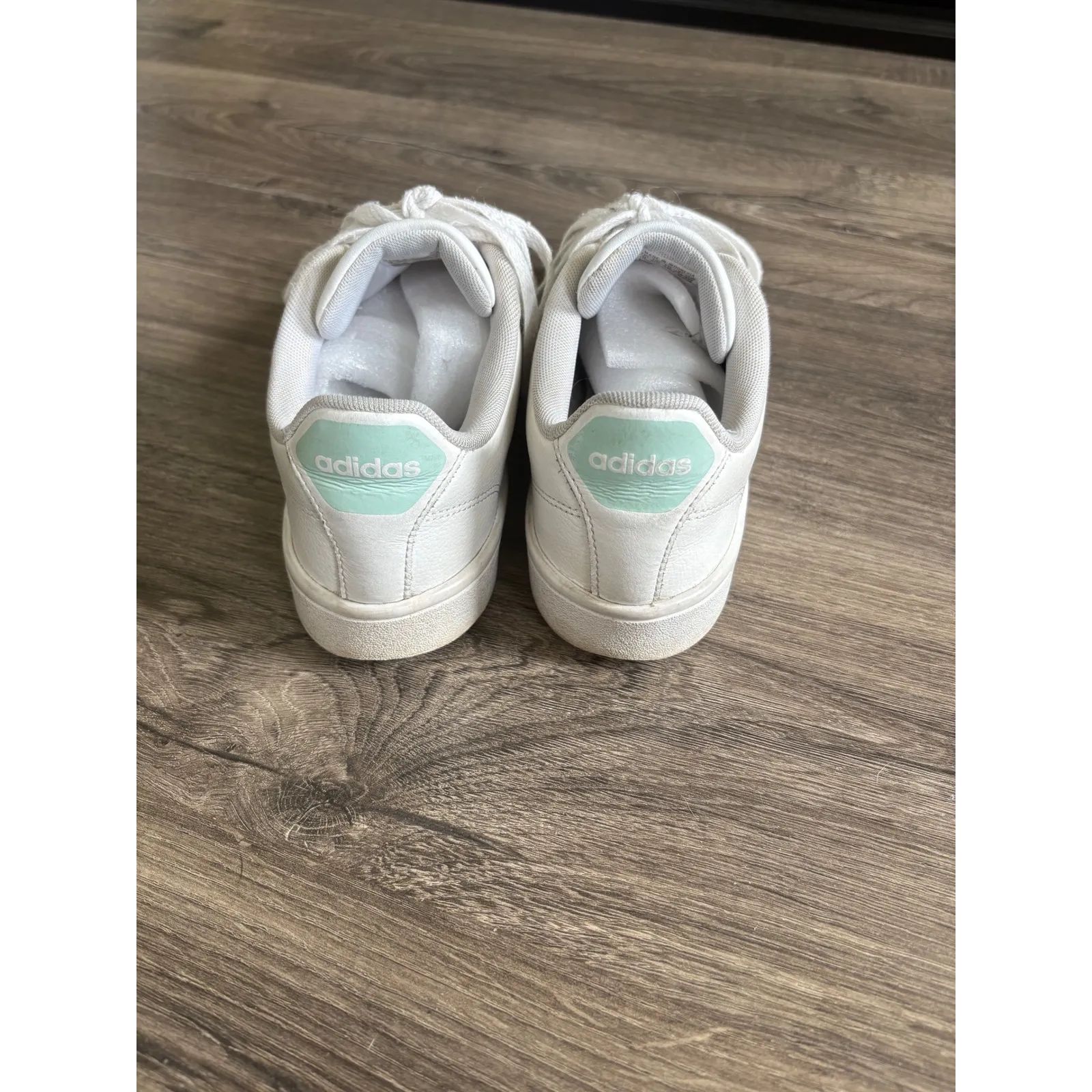 Adidas Grand Court Cloudfoam White Mint Green Stripe Sneakers Shoes women's‎ 8 - Image 5