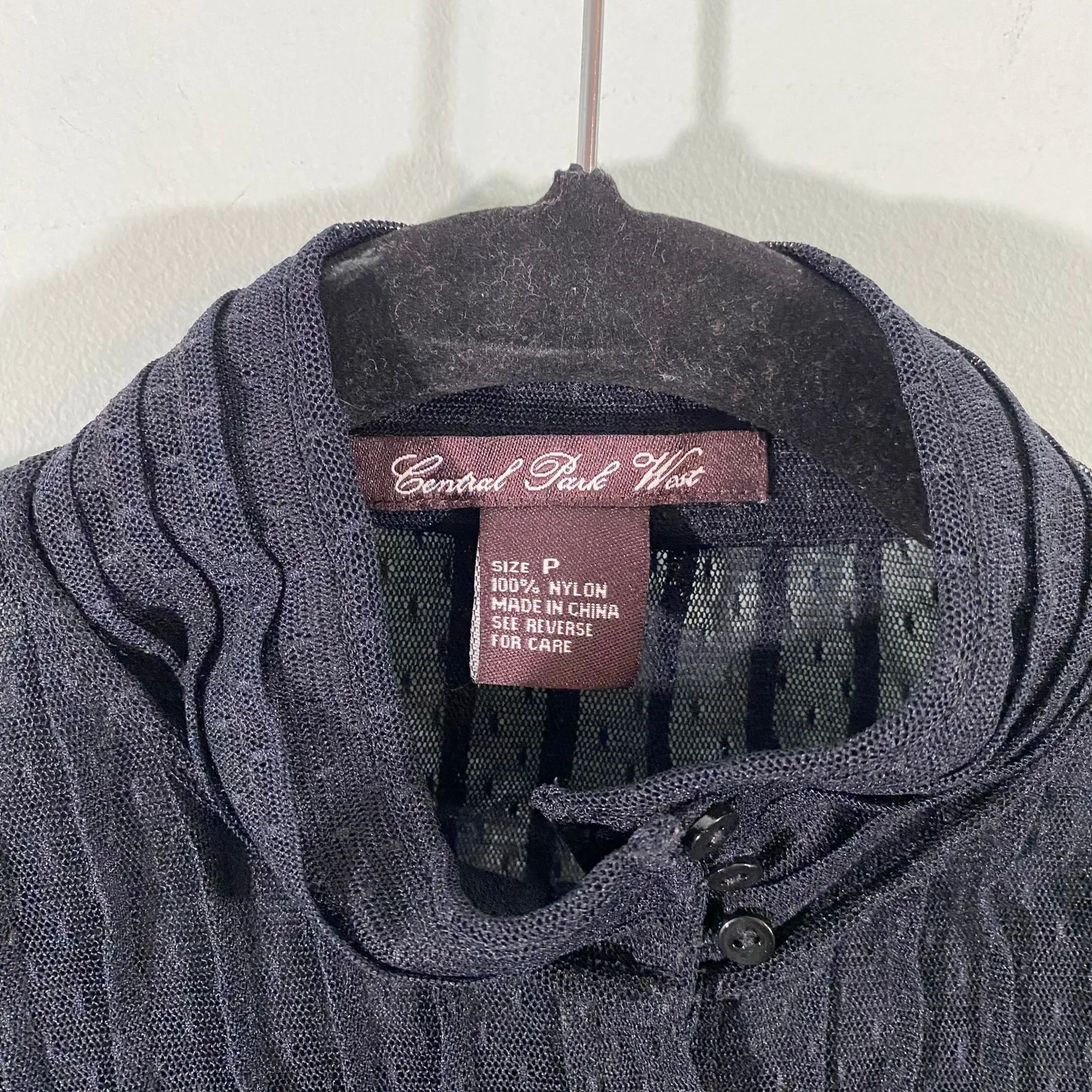 Vintage 90s Central Park West Black Lace Sheer Organza Ruffles Q/S Blouse Size P - Image 5