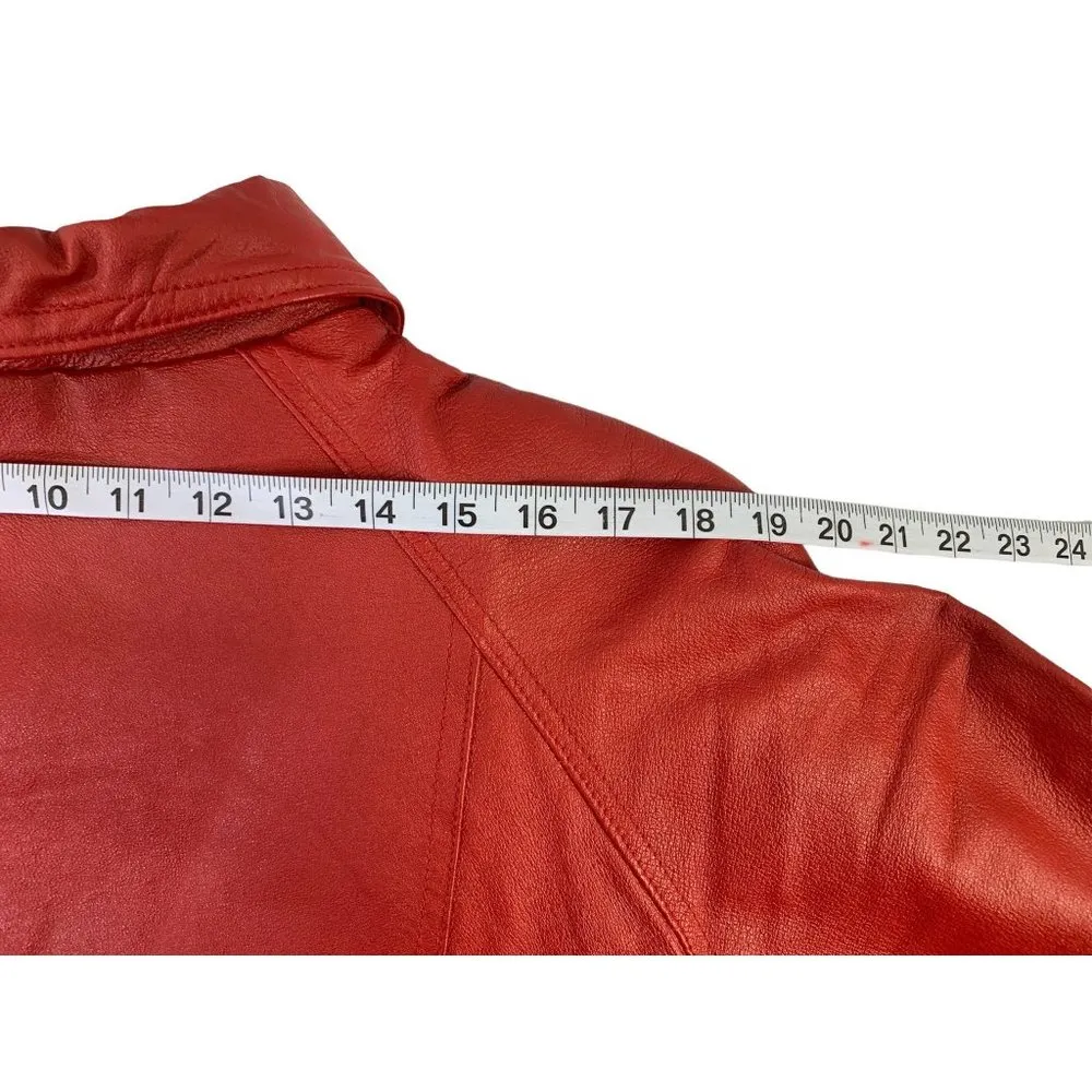 Venezia. Women's Red Leather Coat Size 8 - Image 5