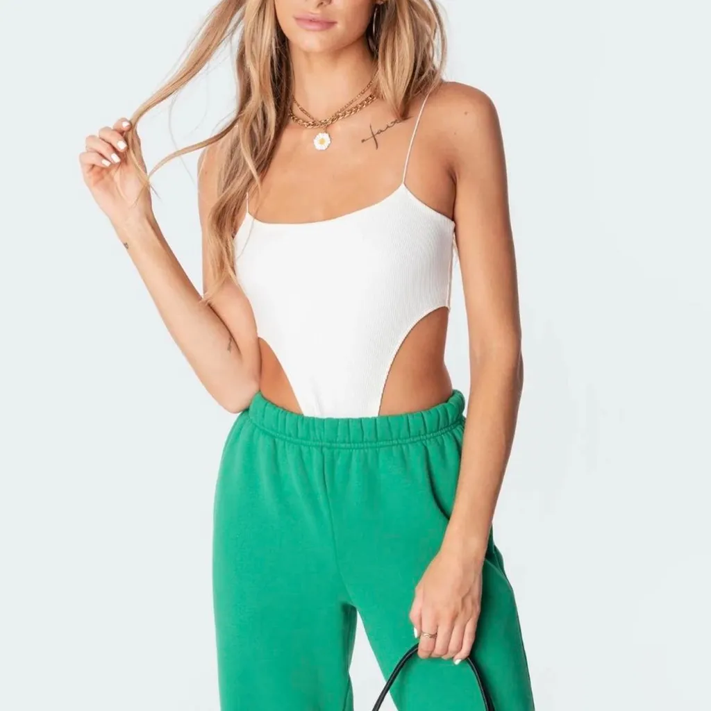 Edikted Camilla Ribbed High - Cut Bodysuit - Image 5