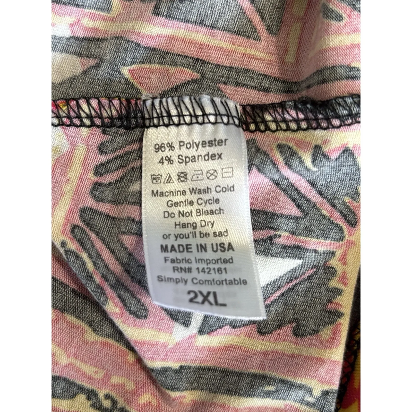 LulaRoe‎ Abstract 3/4 Sleeve Sweater Top Size 2XL Round Neck Pink/Orange - Image 6