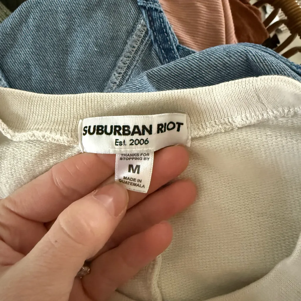 Suburban Riot “Wellness” Oversized Graphic Tee Medium Cream Cotton - Image 5