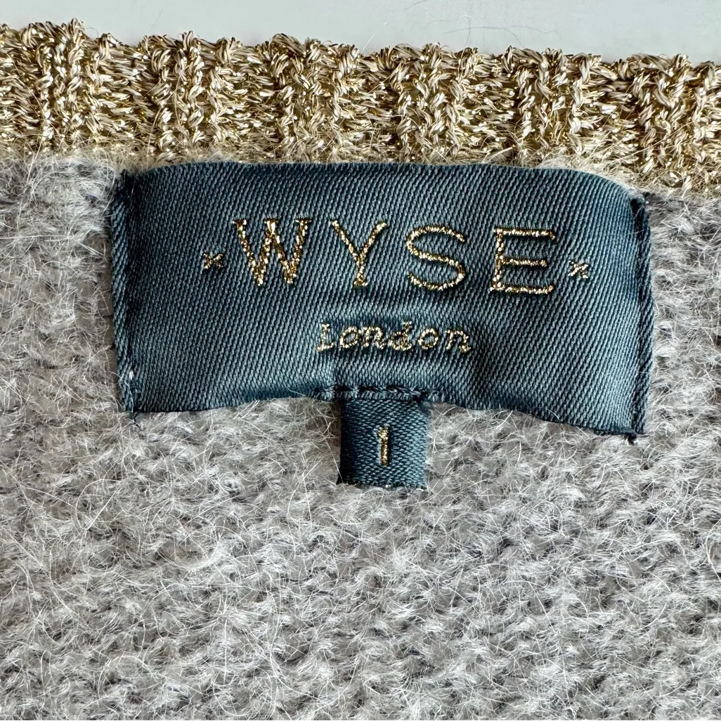 WYSE London V Neck Kid Mohair/Merino Wool Sweater Jumper Lt Grey Size 1 Gray Size M - Image 8