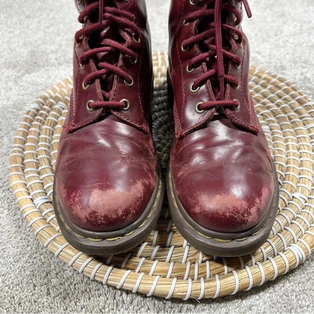 Dr. Martens Women’s Pascal Cherry Shiraz Buttero Leather 8-Eye Boots Size 6 - Image 2