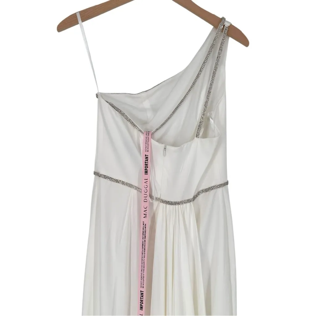 Mac Duggal White Jersey Column Gown size 2 Crystal One Shoulder Strap - Image 7