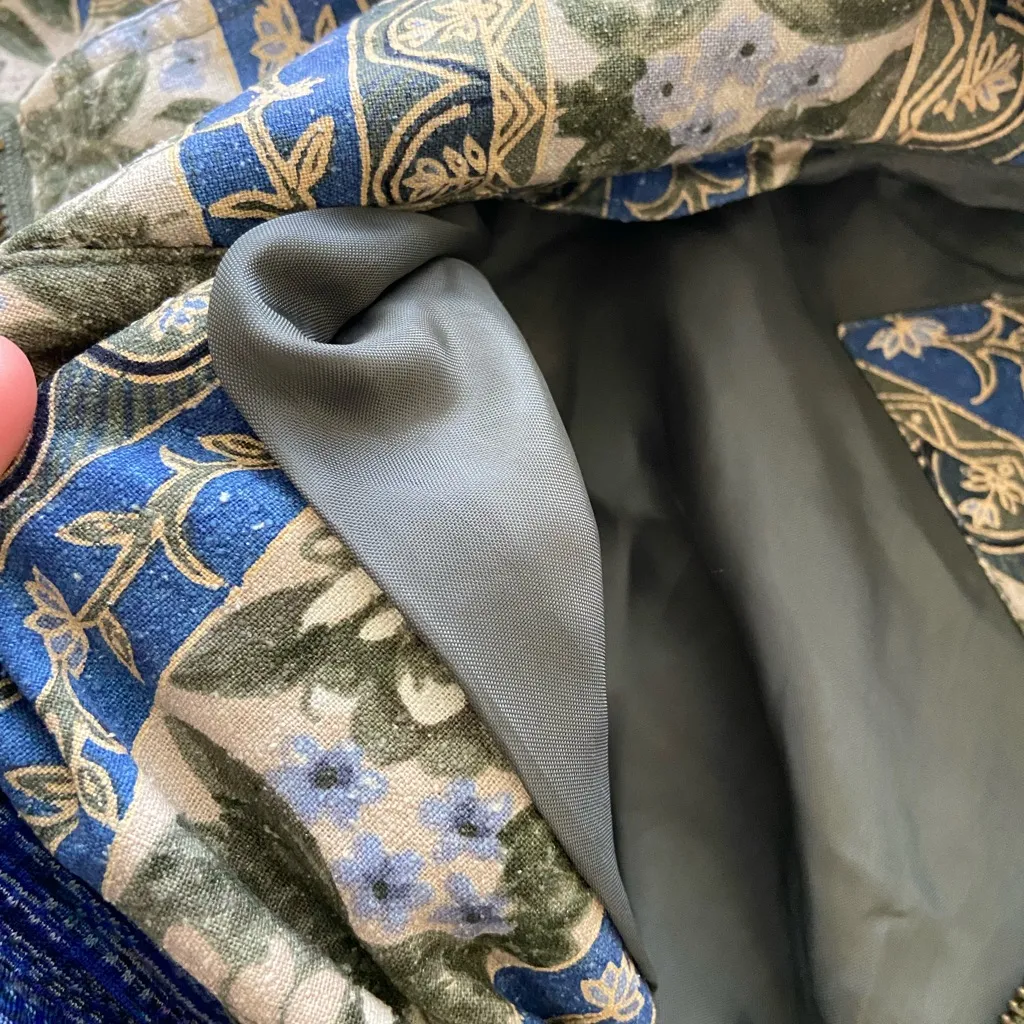 Vintage Vital Zone women’s pattern silk‎ elastic cuff zip textured jacket medium Green - Image 7