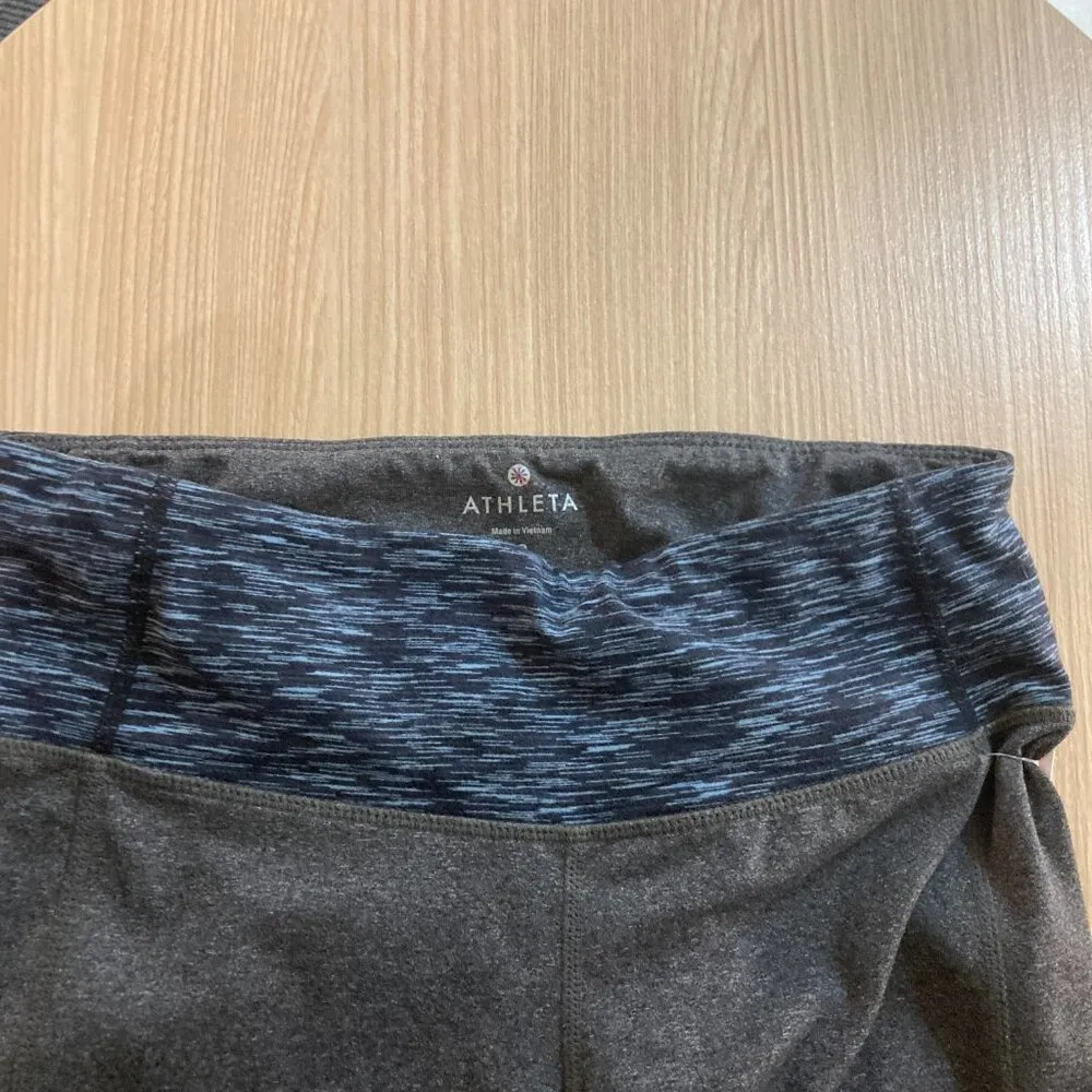 Athleta Splits Revelation Capri Leggings Small Gray and Blue Nylon Polyester - Image 2