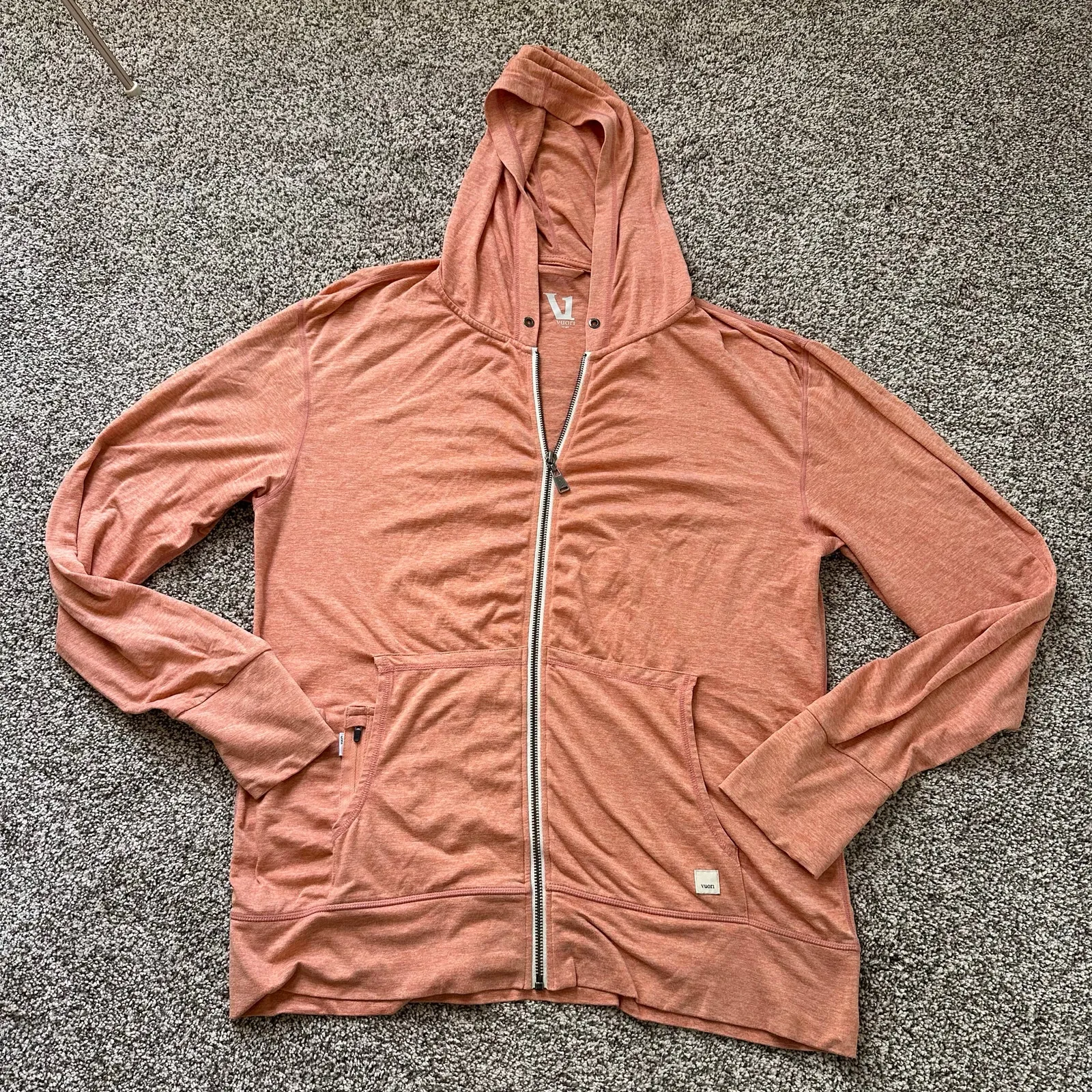 Vuori light orange zip-up hoodie jacket size L - Image 7