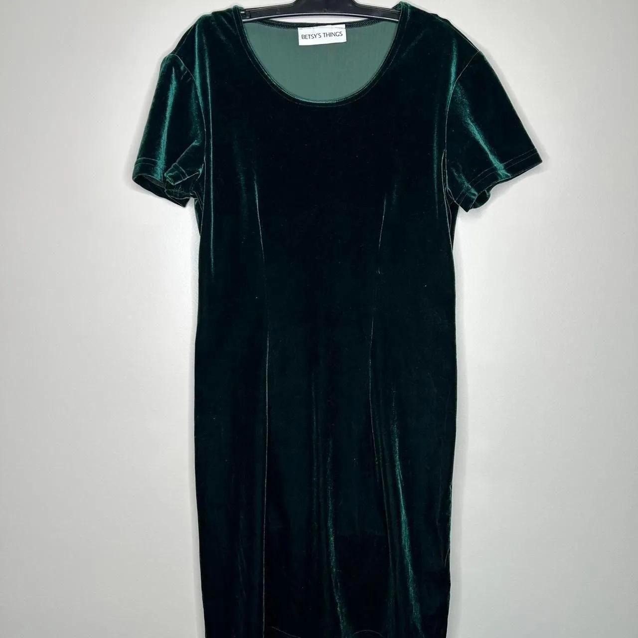 vintage 90s 1990s 2000s Y2K retro aesthetic  Green velvet midi dress - Image 4