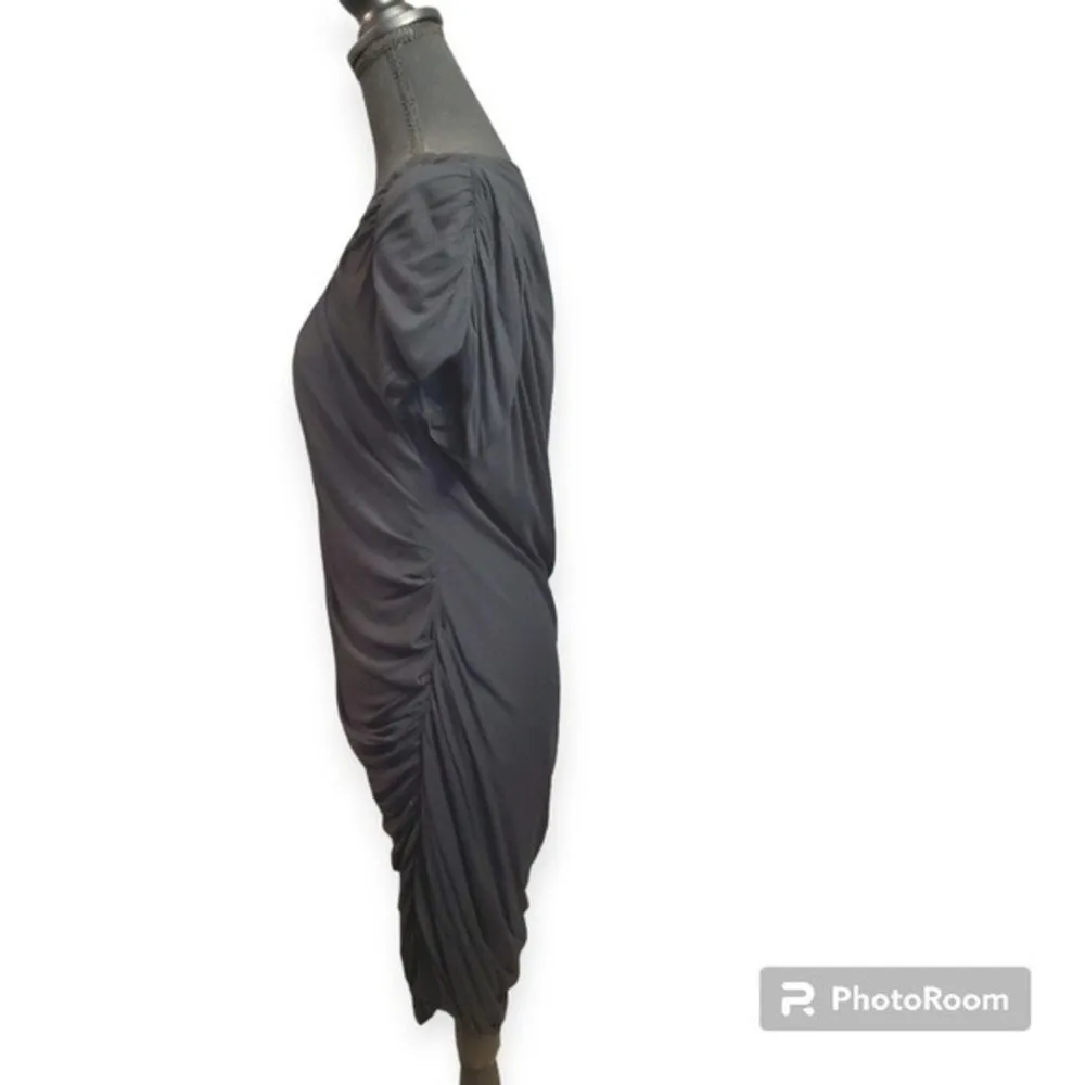 DVF Diane Von Furstenberg black ruched drape EROSA silk sz 10 - Image 4