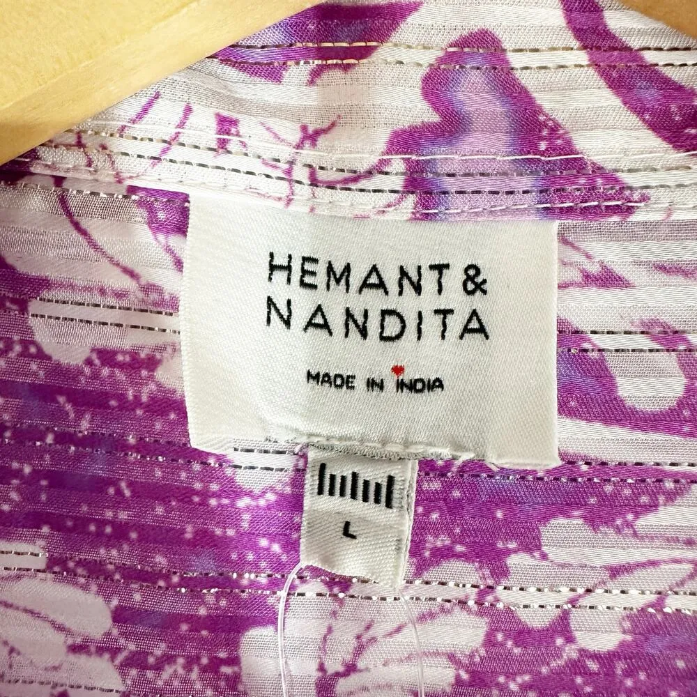 HEMANT & NANDITA Multi-Print Sequin Wrap Midi Dress Size Large - Image 7