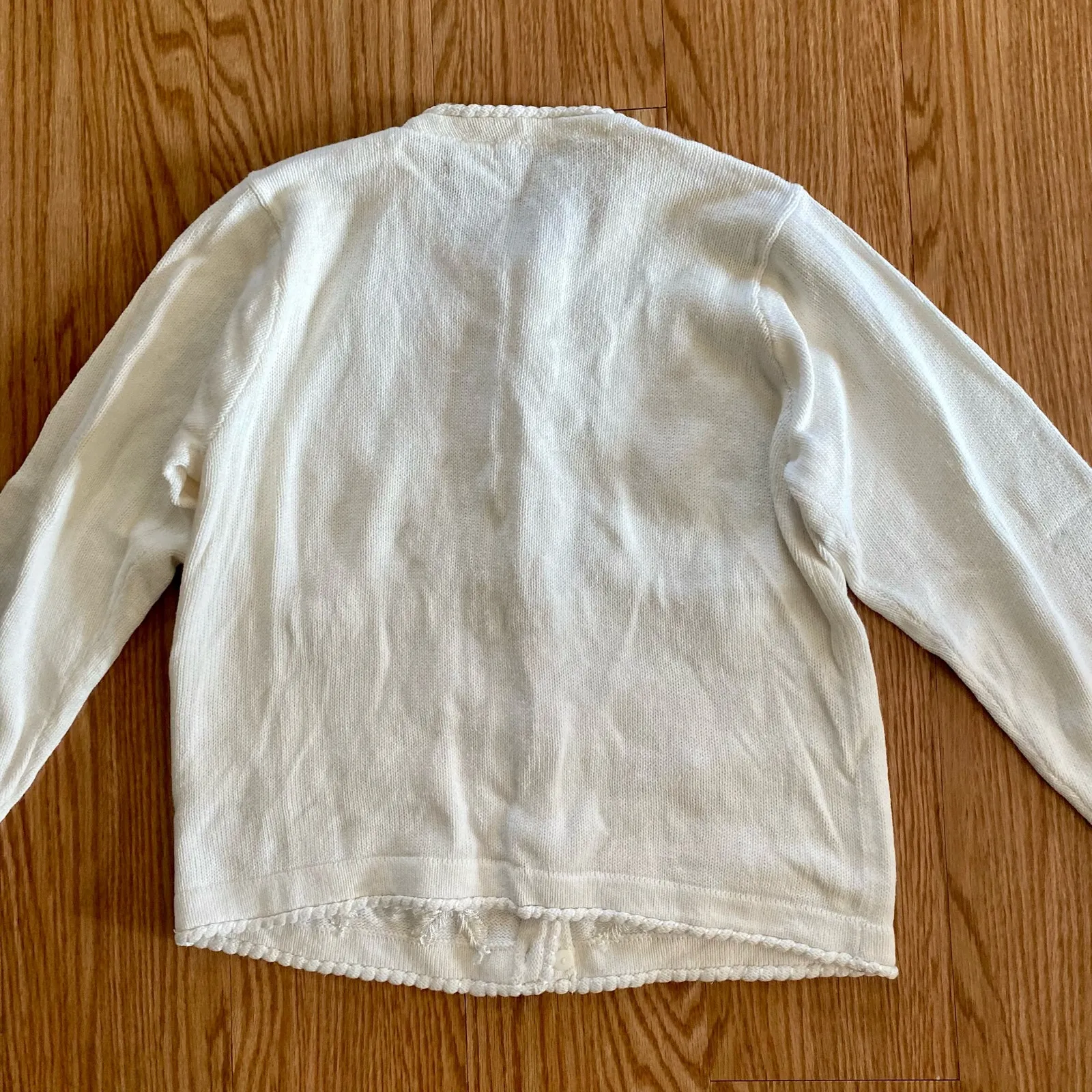 BP Design Vintage Ramie Knit Holly Berry White Sweater Cardigan Womens XLarge Size XL - Image 11