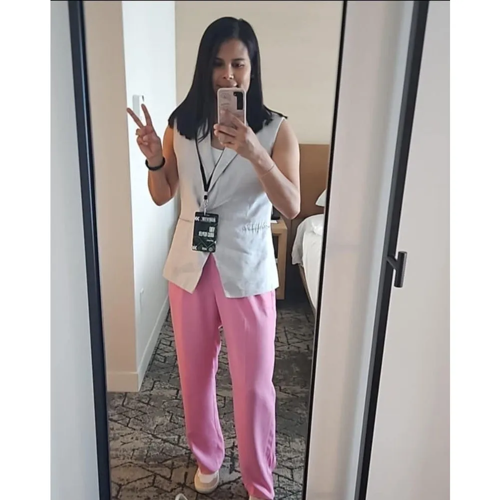 DEREK LAM 10 CROSBY Grey Linen Sleeveless Tailored Single Button Vest Size 6 - Image 10