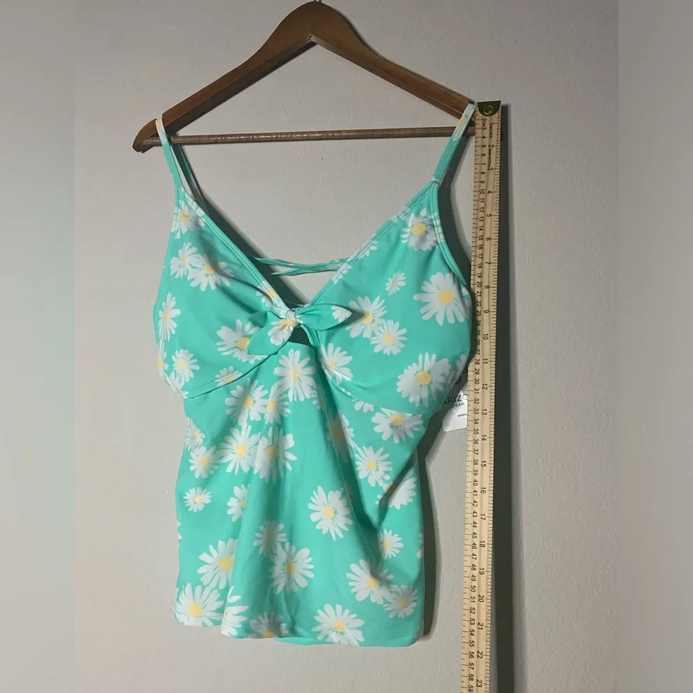 New Junior’s XXL Teal Floral Daisy Swim Top Bikini V neck Swimsuit Swimwear - Image 7