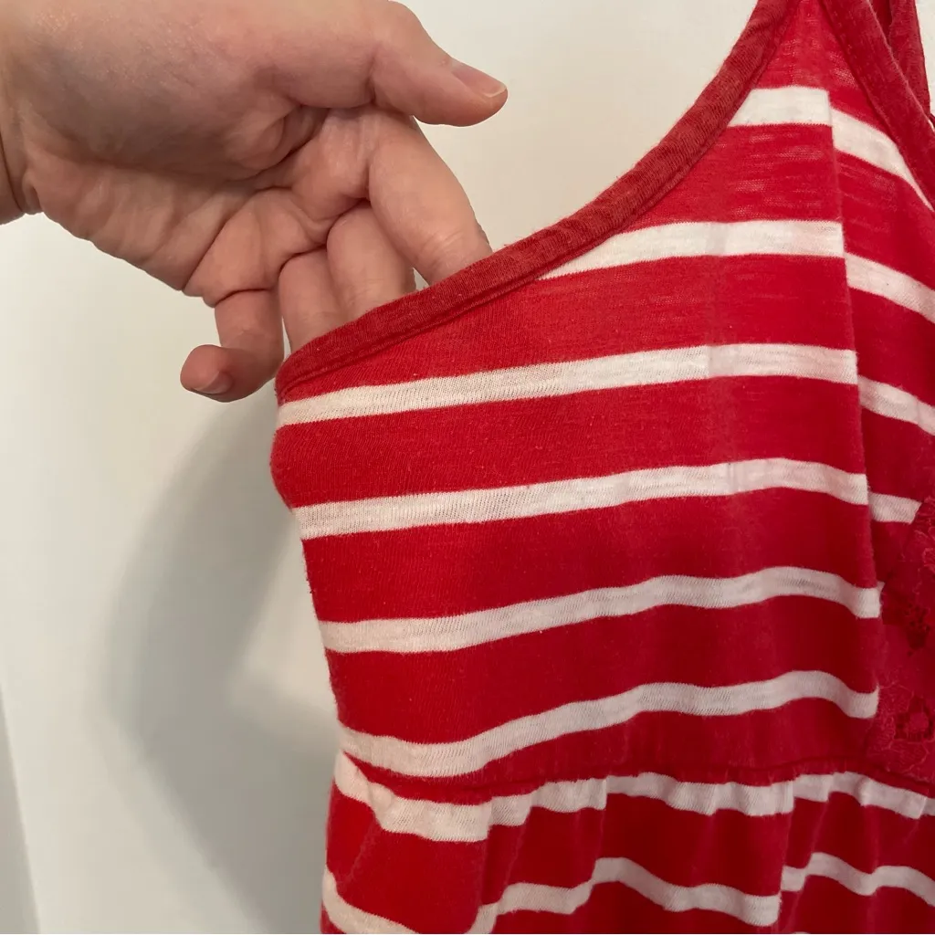 TORRID 3 Plus Size Striped Lace Trim Cami Red White Cotton Empire Waist Tank Top - Image 6