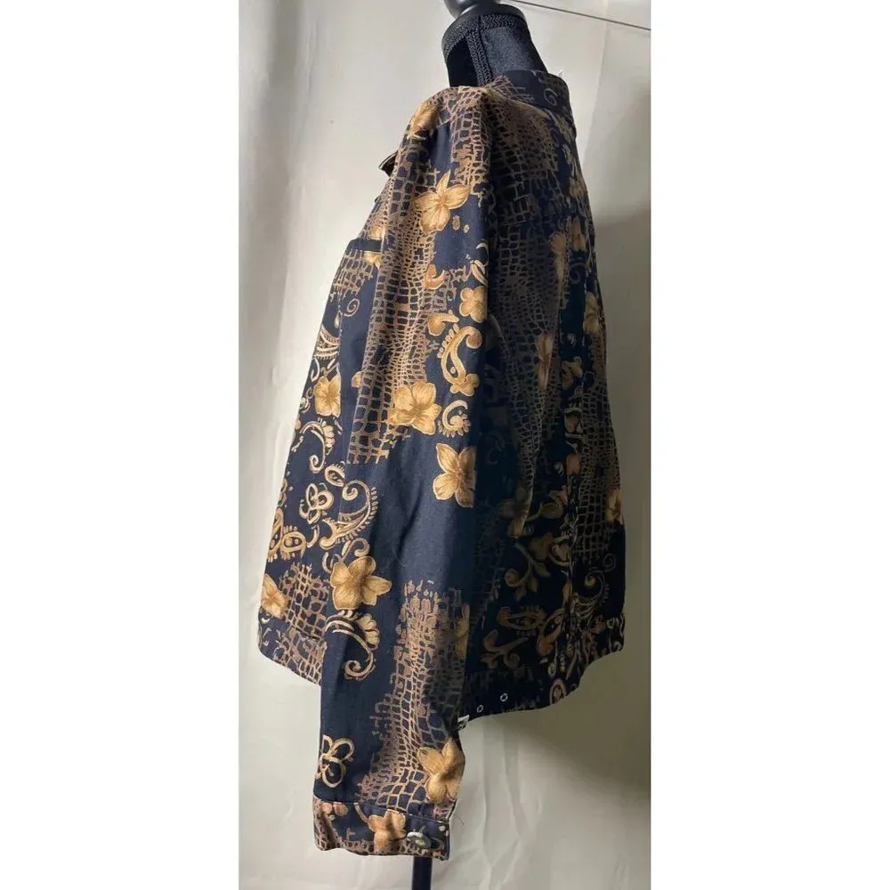 Coldwater Creek Black Brown Floral Paisley Jacket Button Up See Measurements M/L - Image 5