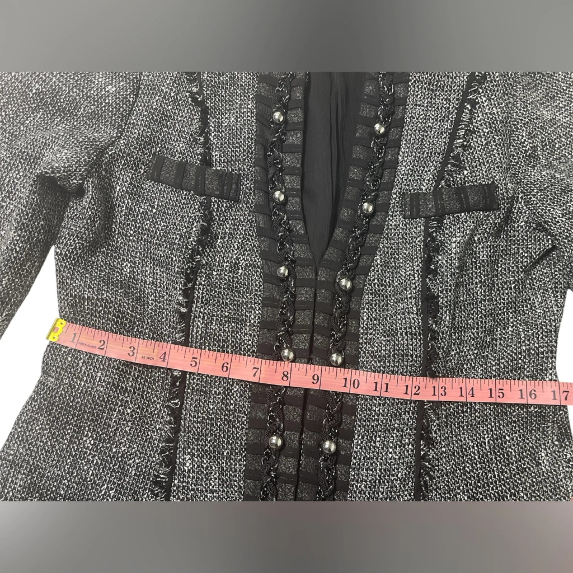 White House Black Market Tweed Blazer with Black Details - Image 5