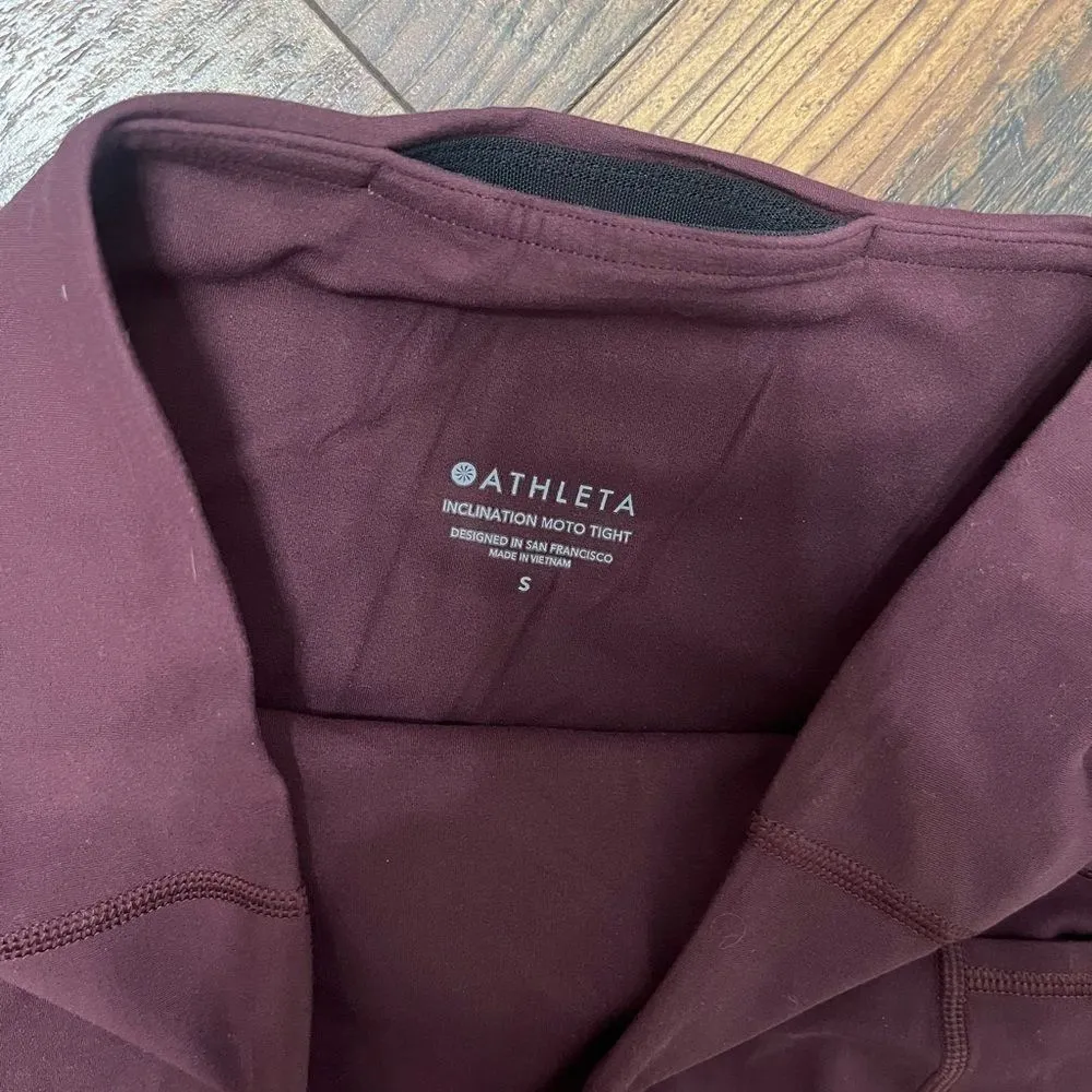 Athleta Inclination Moto Tight in Powervita, Antique Burgundy Small - Image 4