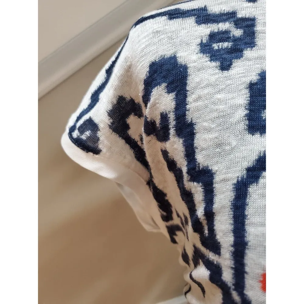 Tommy Hilfiger Multicolor Linen Scoop Neck Short Sleeve Top Blouse Size S/P - Image 4