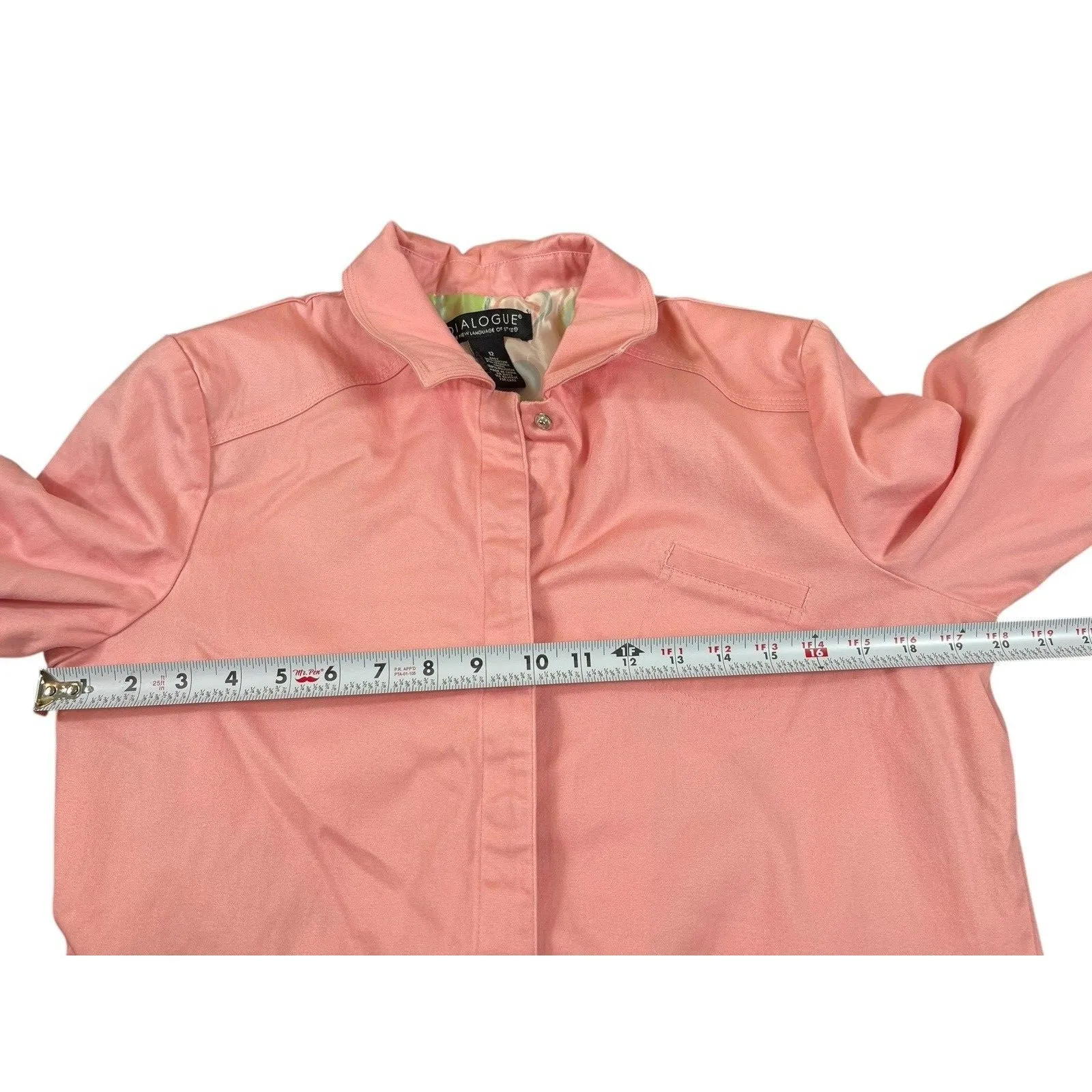 VTG Dialogue Women’s 12 Pink Cotton Spandex Button Front Jacket Lightweight 90s - Image 10