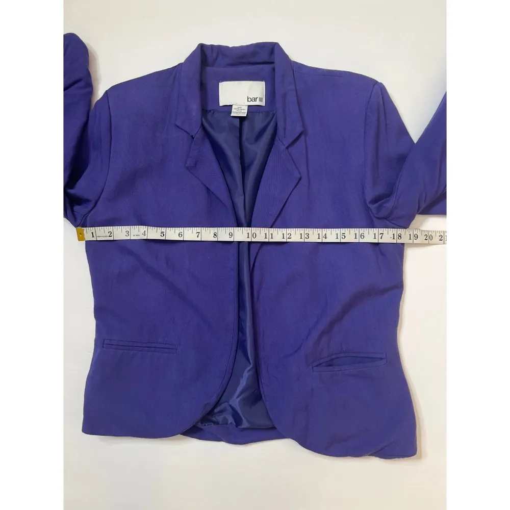 Bar lll Purple 3/4 Sleeves Open Front By Blazer Jacket Sz L Women - Image 5