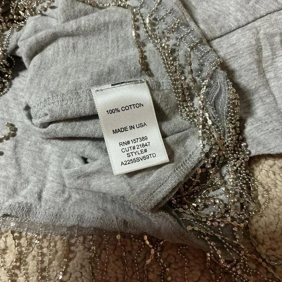 Womens Gray Graphic Crop T Shirt Tiger Roses Stay Wild Live Free Fringe Grunge - Image 3