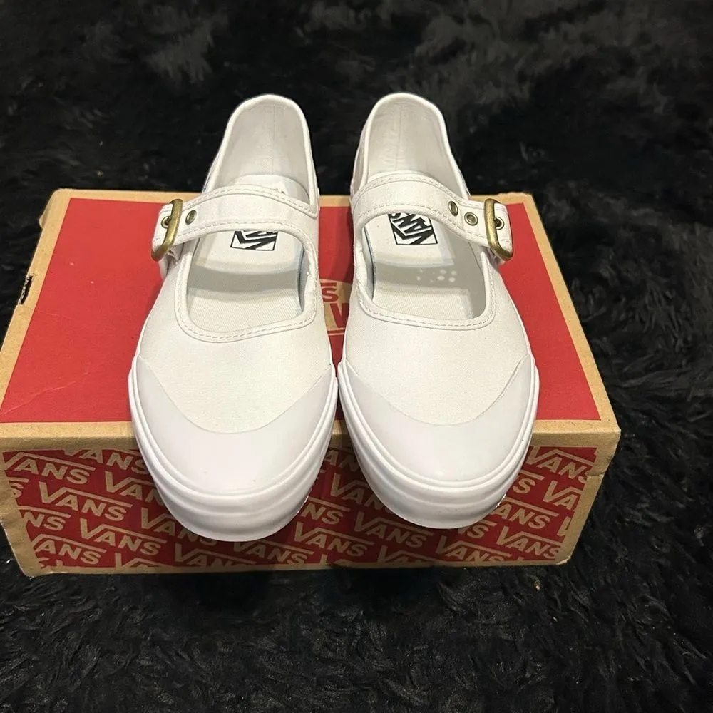 VANS Mary Jane white gold buckle shoes sneakers women’s 8.5 new - Image 2