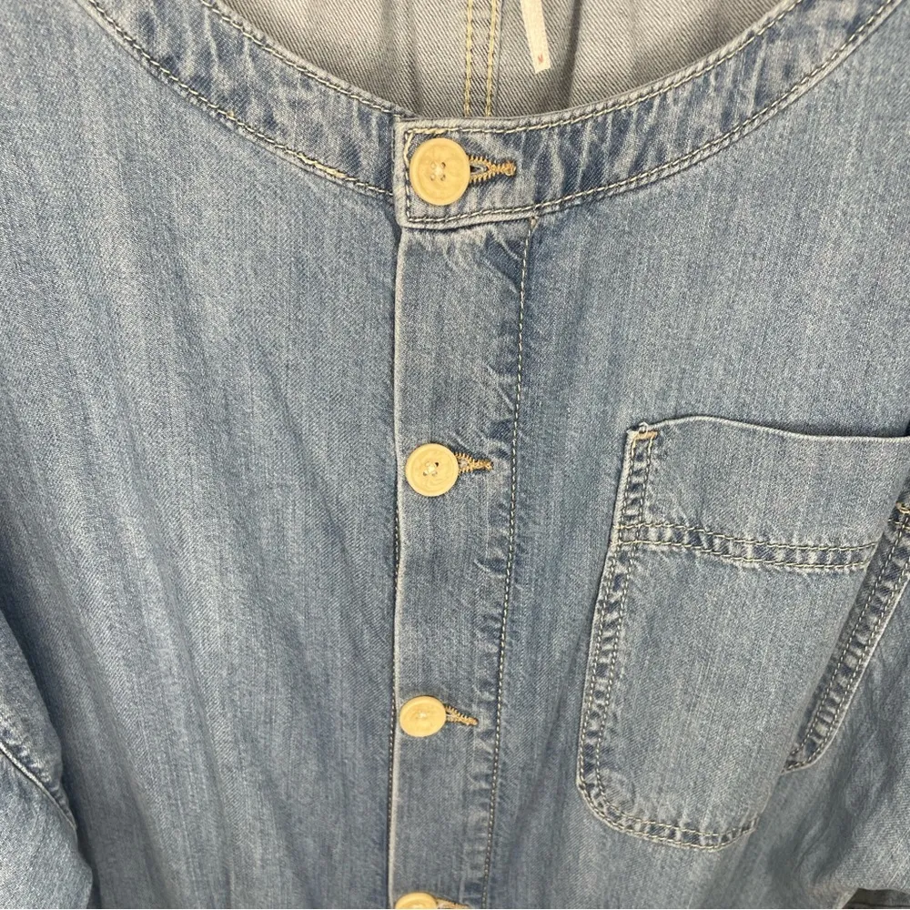 Free People Marley Denim Jean Jumpsuit Medium Wash Size Medium Belted EUC - Image 5