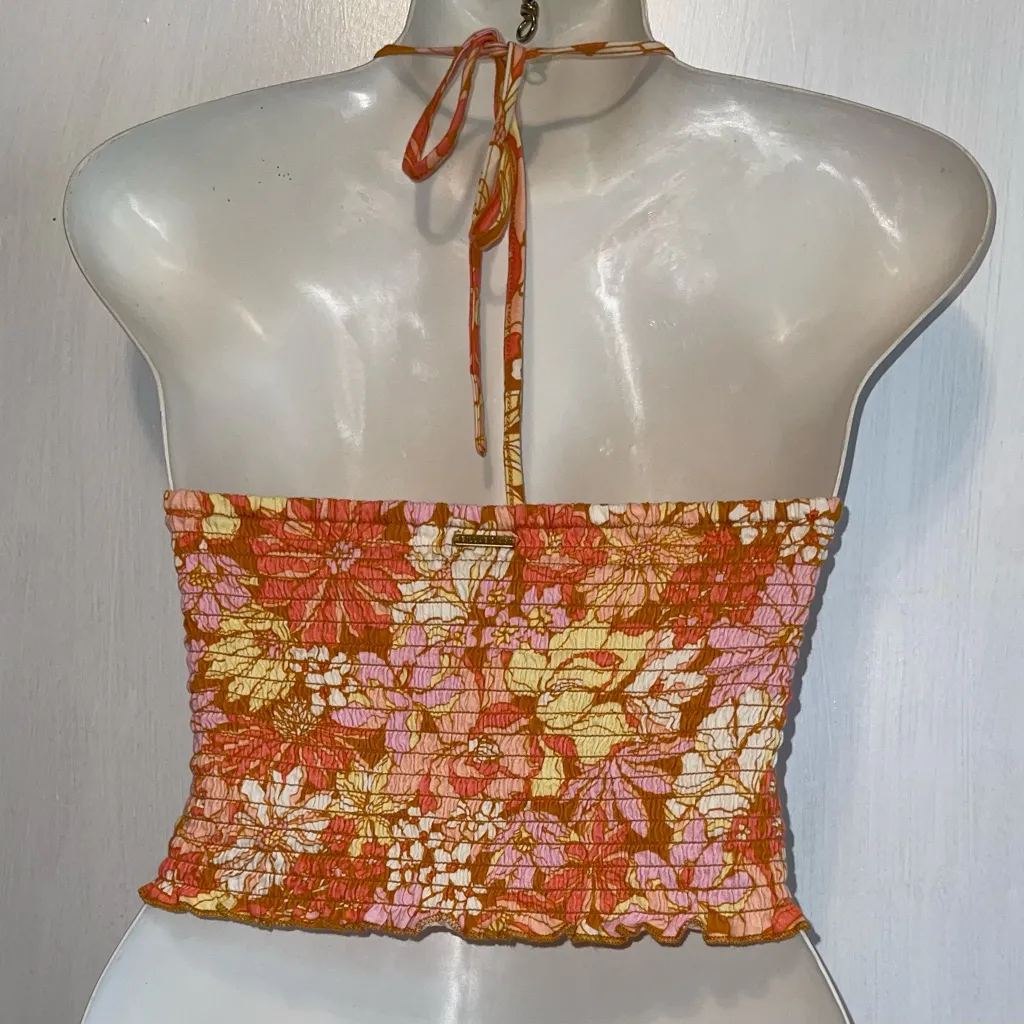 Billabong Pink and Orange Smocked Top - Image 8