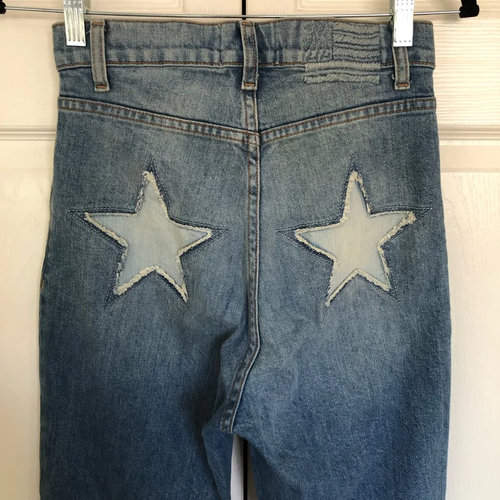 Revice Star Patch Light Wash Faded Denim Jeans Size 28 - Image 2