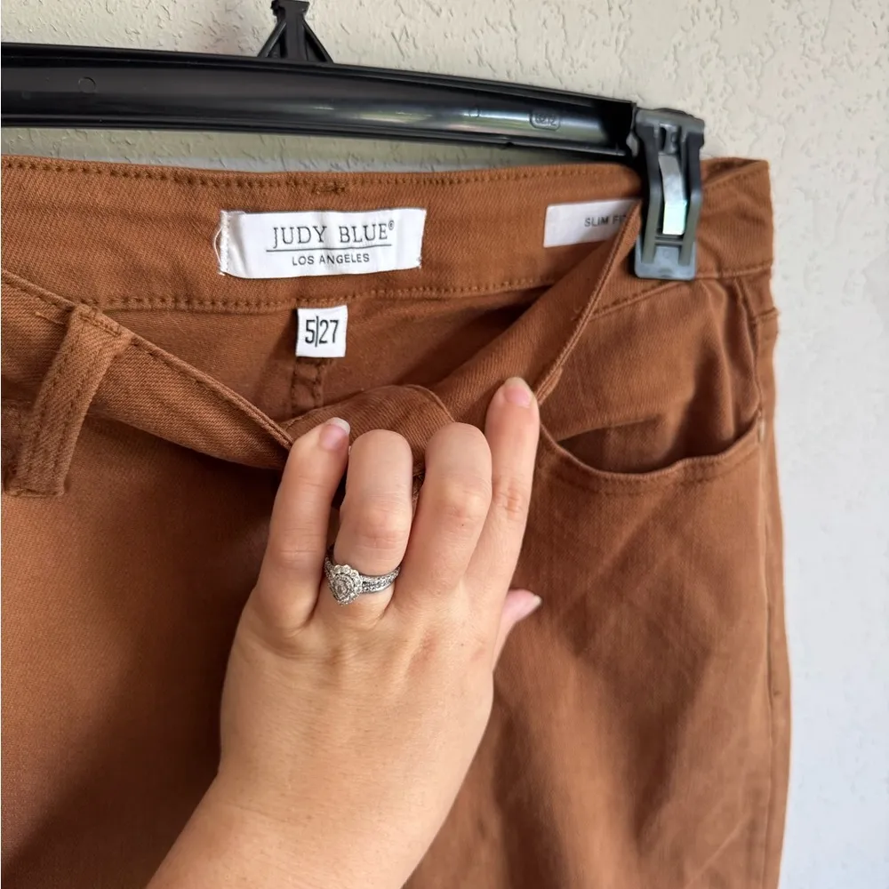 Judy Blue Tan Denim High Rise Slim Fit Jeans Womens 27 Business Casual Stretch - Image 2