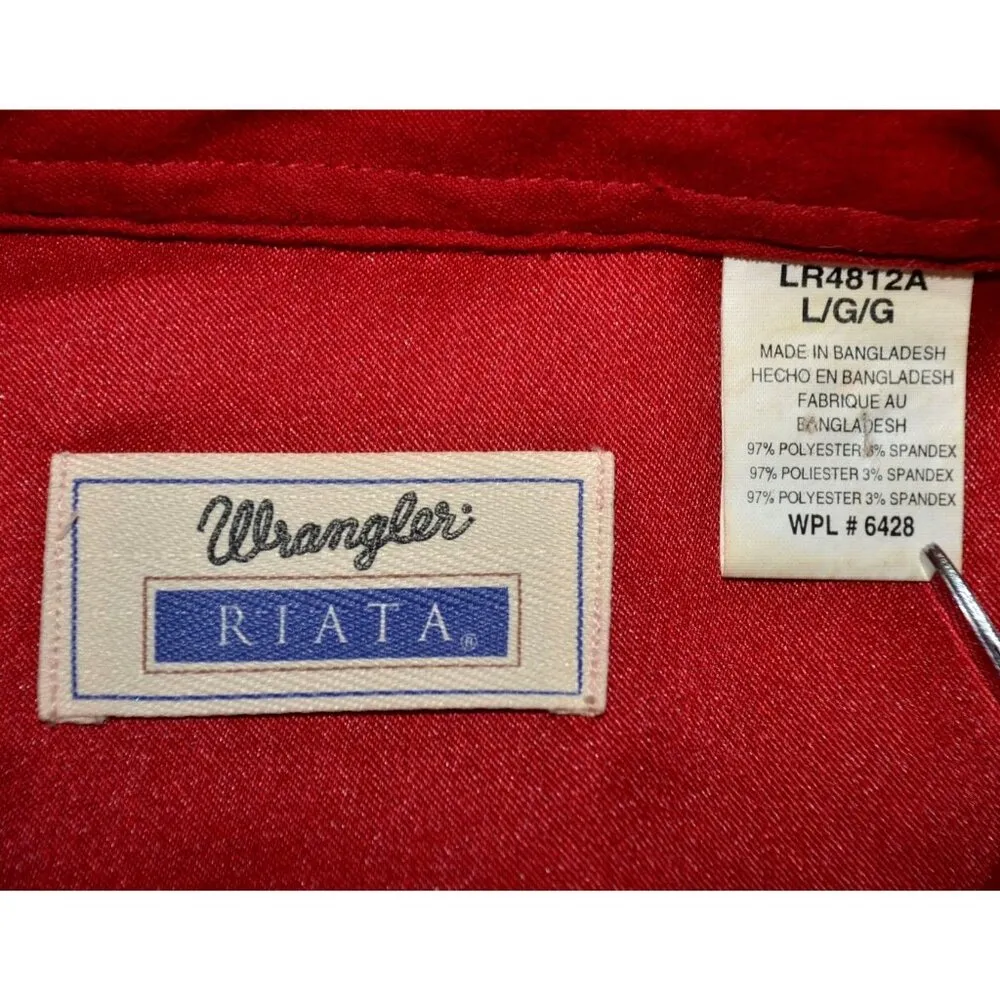 Wrangler Riata Ladies L Red Heavy Shirt Shacket Button Front Western Cowgirl - Image 9