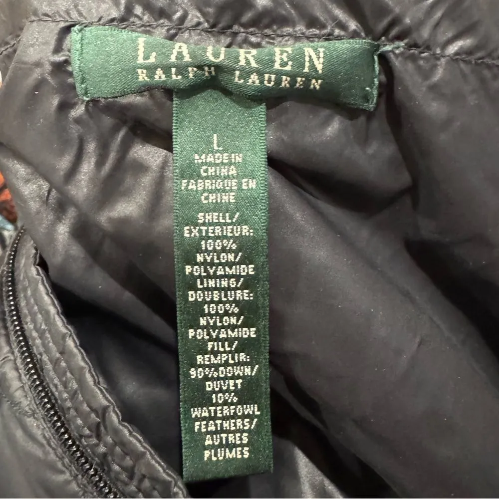 Lauren Ralph Lauren Down Feather Puffer Insulated Parka Quilted Women’s Large Black - Image 3