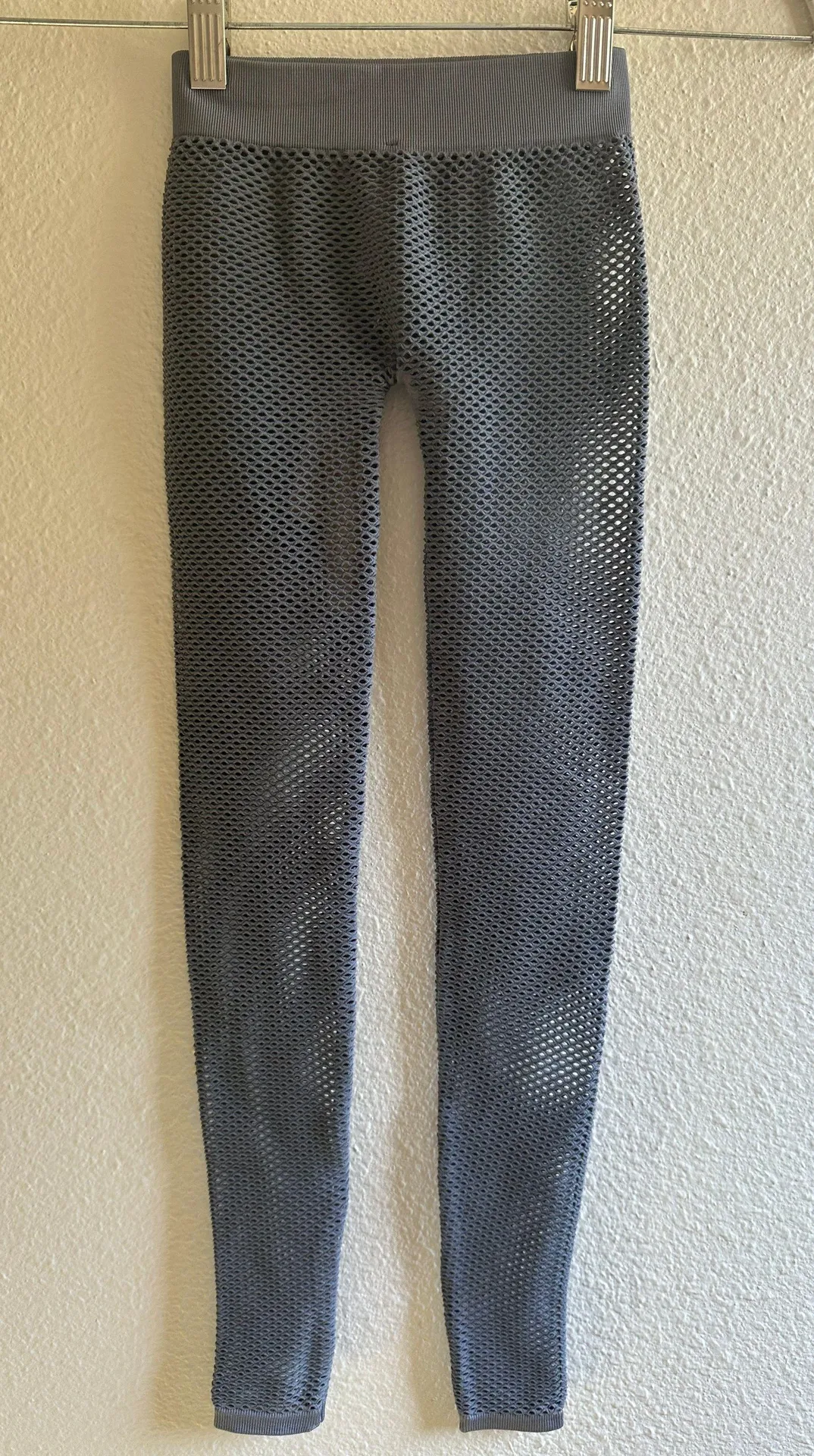 Open Knit Gun Metal Leggings - Image 2