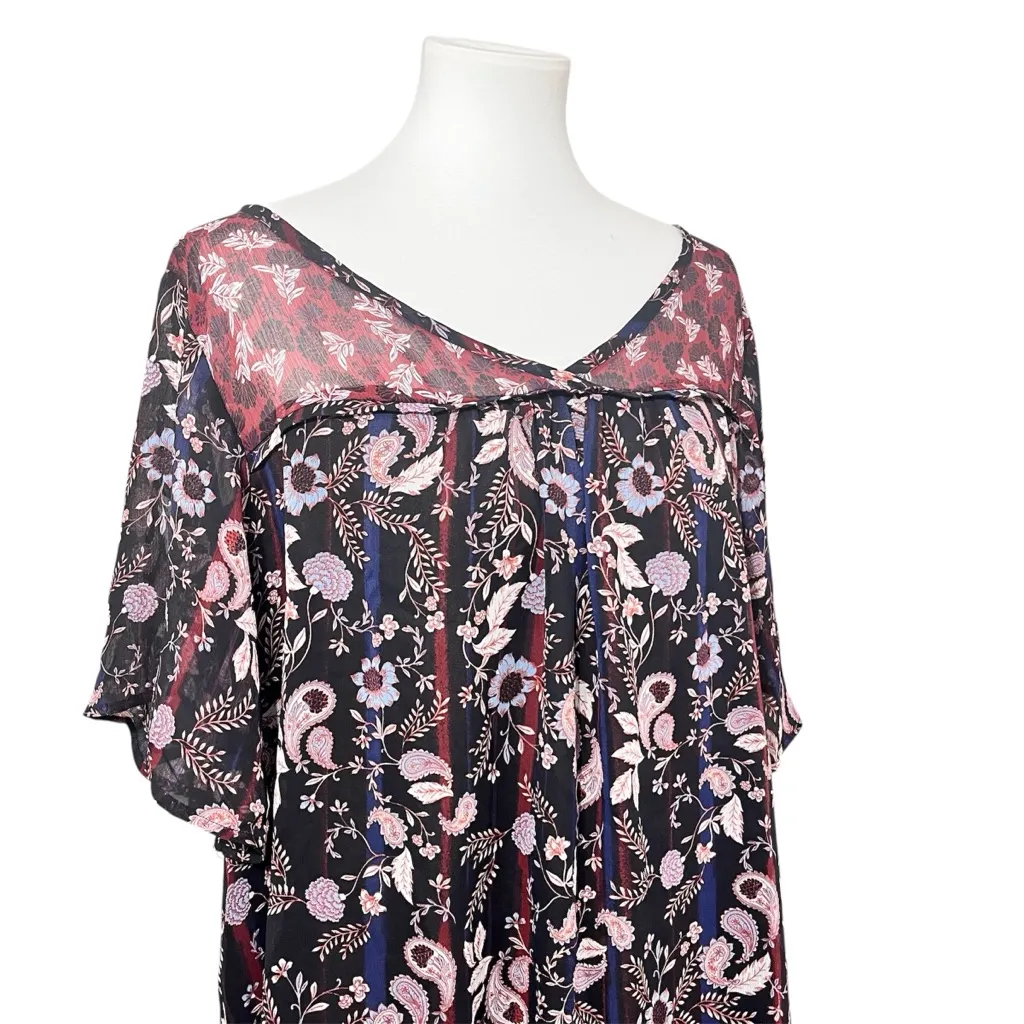 Knox Rose Navy/Pink Floral Print Women's Top Size XXL - Image 2