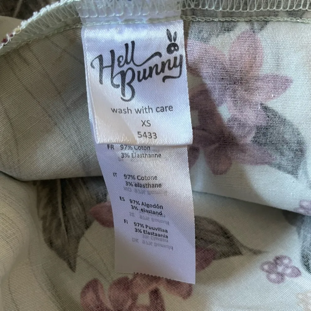 Hell Bunny Skirt 5433 Tahiti Mint Hibiscus Midi A-Line Skirt with Pockets Sz XS - Image 7