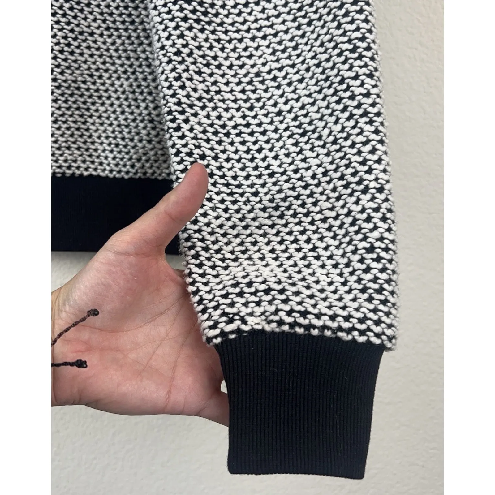 Marine Layer Textured Knit Pullover Sweatshirt S Black White Crewneck - Image 9