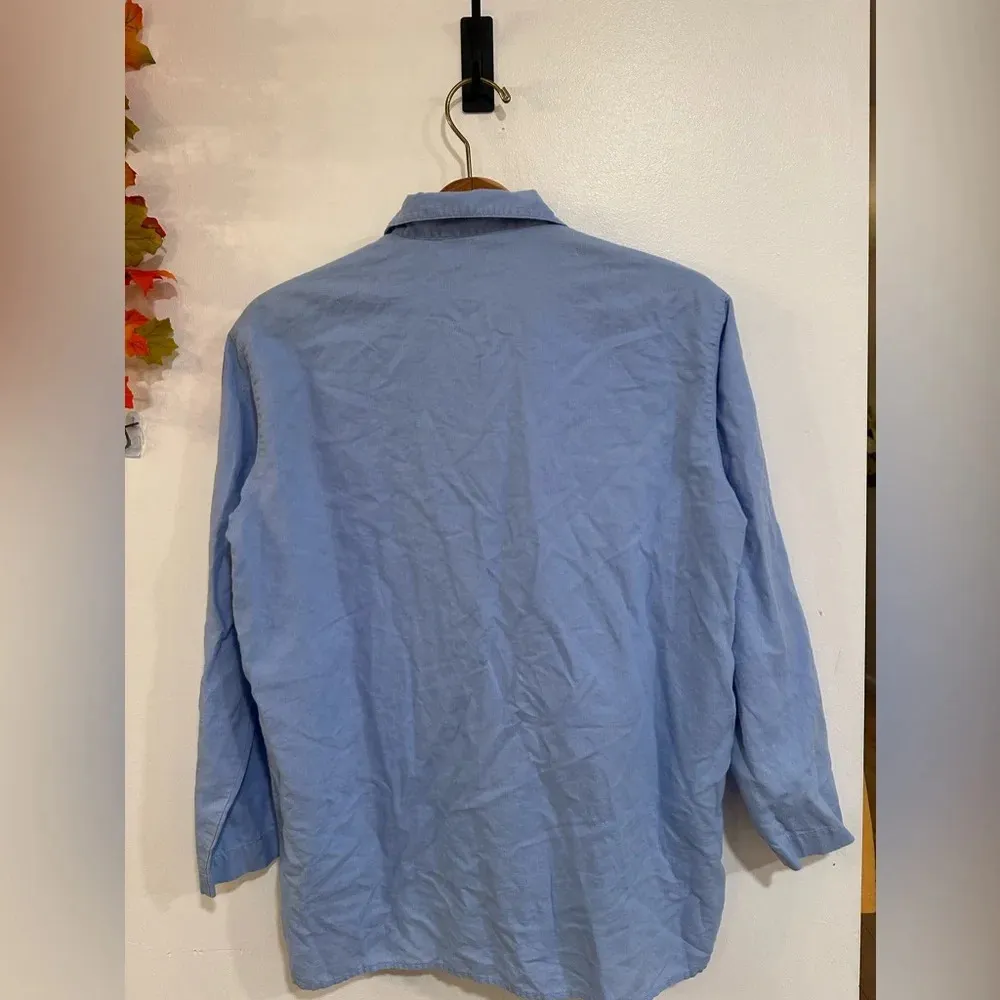 Lilly Pulitzer Linen Cotton Blend Long Sleeve Blue Shirt Sze Small Coastal Beach - Image 3
