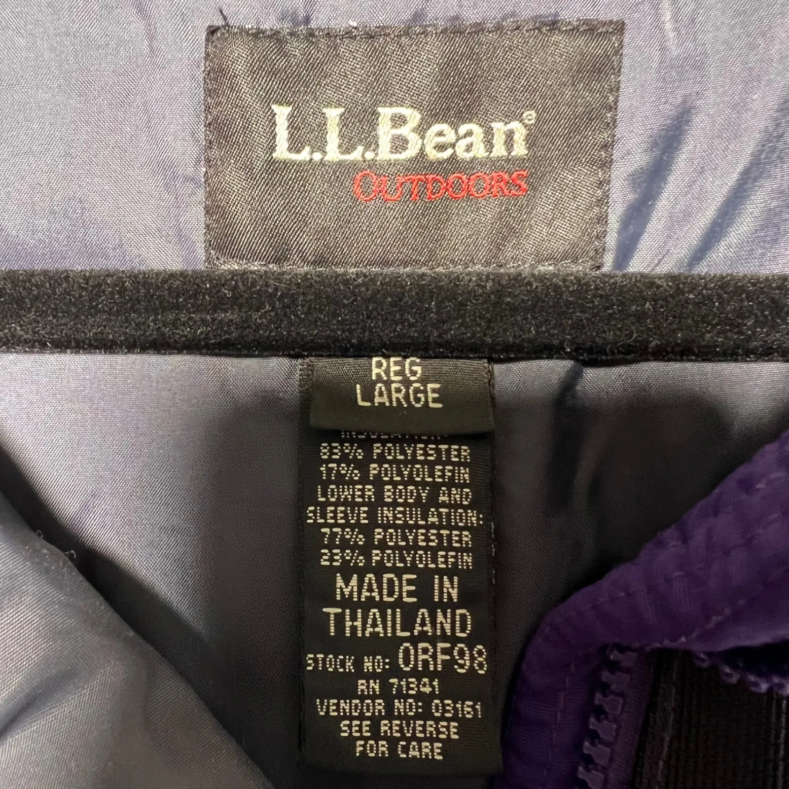 Vintage L.L. Bean Purple Gray Insulated Ski Jacket Hooded Women's Large - Image 2