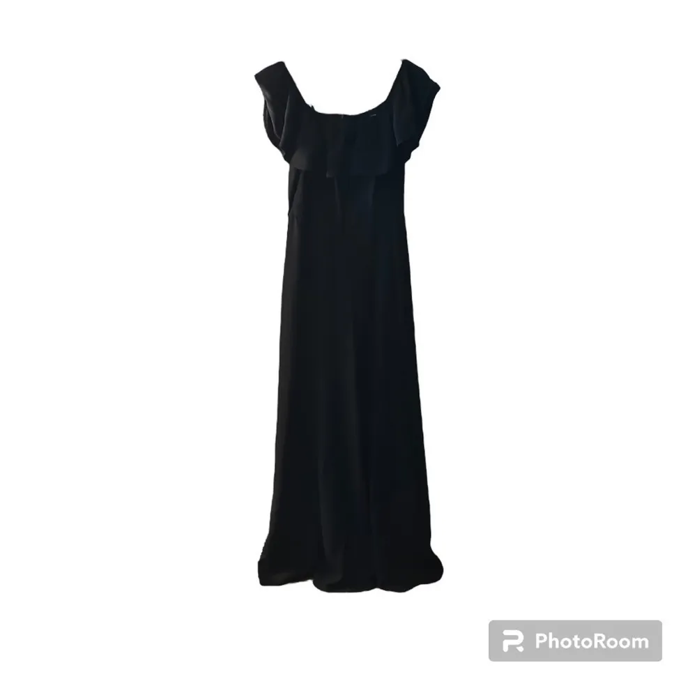 HYFVE Off the Shoulder Ruffle Black Wide Leg Romper Pantsuit - Image 7