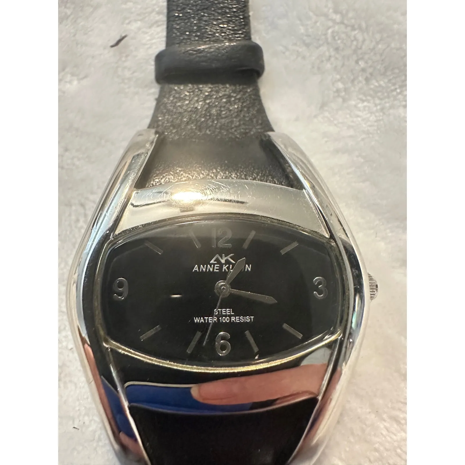 Anne Klein Women's Quartz Watch Stainless Steel Black Dial Leather Band Silver‎ - Image 7