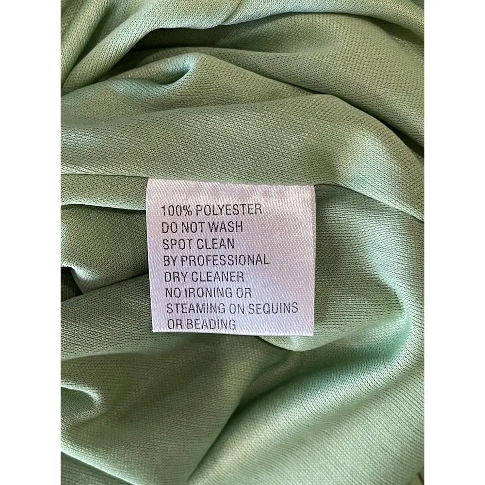 Ieena for Mac Duggal Sequined Structured Bishop Sleeve Mini Dress Light Green Wo - Image 12