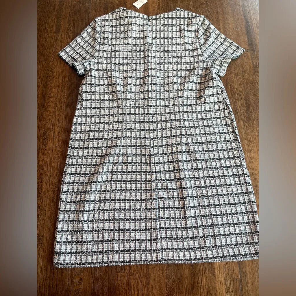 NWT Loft Blue and Navy Plaid Short Sleeve Dress - Size 12 - Image 2