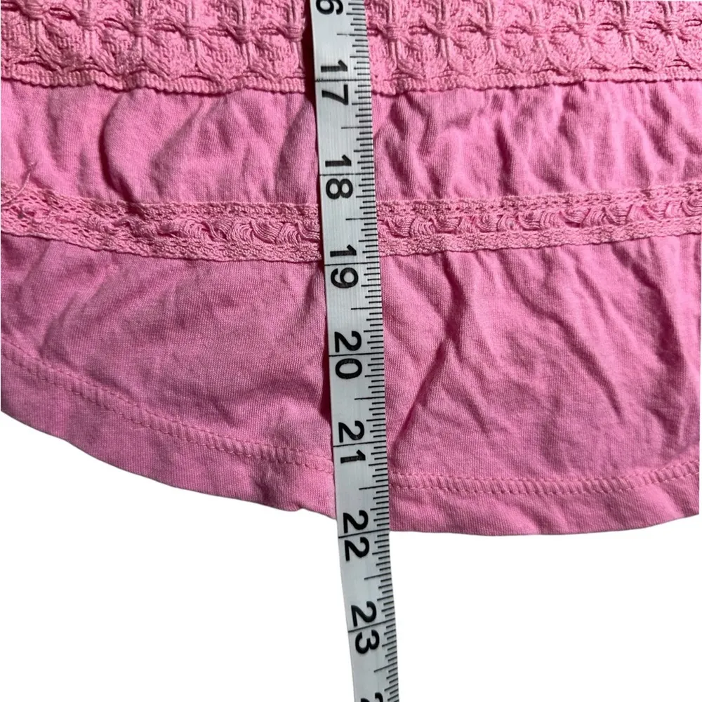 Pink Sleeveless Lace Stripe Tier Tank Top Size Medium - Image 7