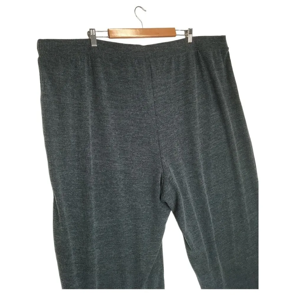 New Old Navy Pants Womens 4X Soft Ribbed Pull On Wide Leg High Rise Lounge Gray - Image 4