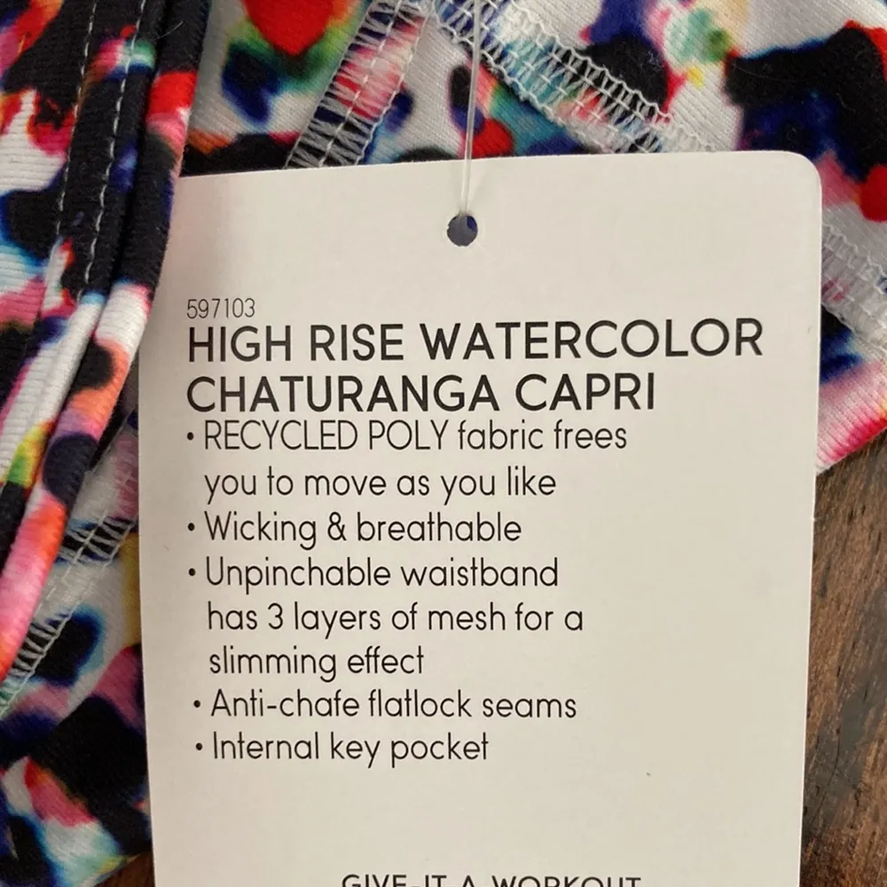 NEW Athleta High Rise Watercolor Chaturanga Capri Leggings Colorful Leopard NWT - Image 6