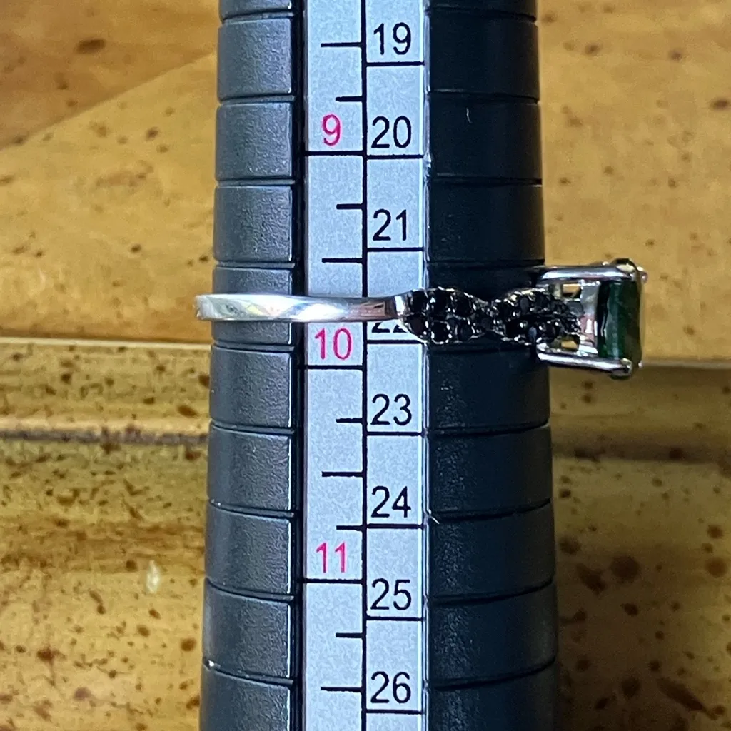 Natural Chrome Diopside Black Spinel Sterling Silver Ring Size 9.75 - Image 8