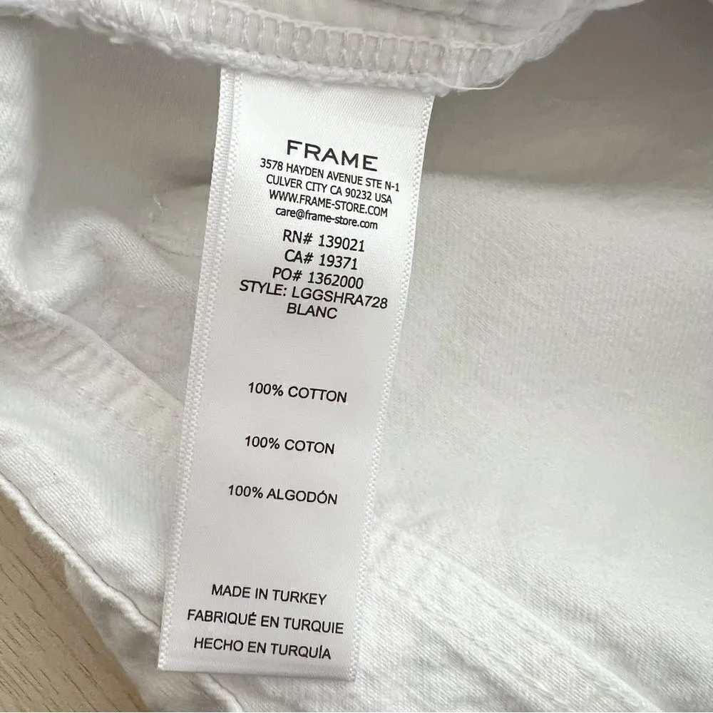 NEW Frame Le Grand Garcon Raw Hem Denim Short White Sz 34 - Image 15