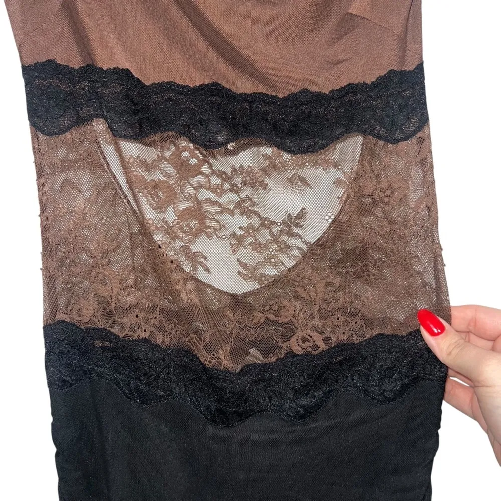 NEW NWT Bec + Bridge Loani Lace Open Back Mini Dress In Chocolate & Black - Image 5